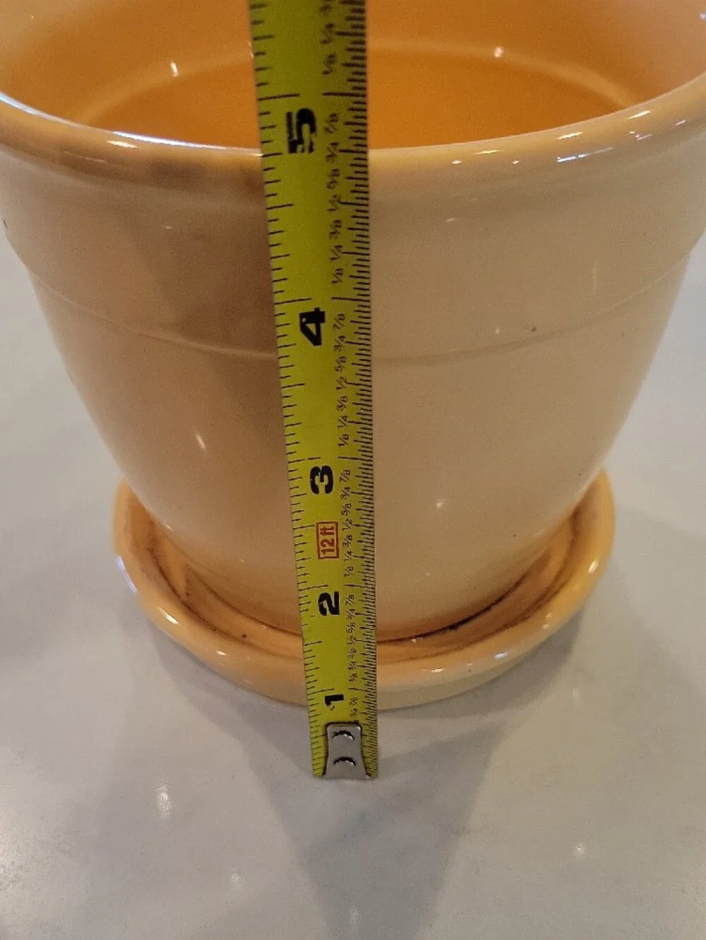 New England Buttercup Yellow Ceramic Planter with Saucer